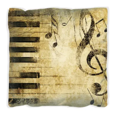 Produktbild von Wallario Premium Kissen, weiche Oberfläche, mit Motiv Klaviatur in hellbraun, Größe: 40 x 40 cm, mit weißer Rückseite