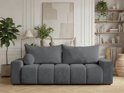 Produktbild von GrainGold Schlafcouch Miro - Sofa mit Schlaffunktion und Bettkasten - Schlafsofa, Klappsofa, Polstersofa - Schlafcouch Dunkelgrau (Komodo 21)