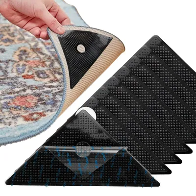 Antirutschmatte für Teppich, 8 Stück, selbstklebend, schwarz
