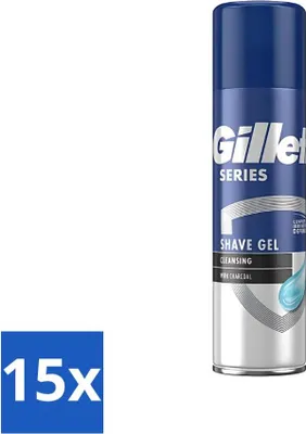Productafbeelding van Gillette Series - Scheergel - Reiniging - Actieve kool - Verfrissend en reinigend - 200 ml - Voordeelverpakking - 15 stuks