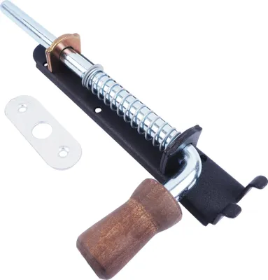 Produktbild von BAUSTER® Türriegel 150mm Bolzenriegel Riegelschloss Verzinkt Schlossriegel Federriegel Holzgriff Stallriegel Für gartentor