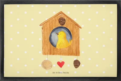 Produktbild von Mr. & Mrs. Panda Schuhabstreifer Vogel Haus 50 x 75 cm - Gelb Pastell - Geschenk, Zuhause, Schmutzmatte, Gummimatte, Fussmatte, Schmutzfangmatte, fußmatte, Wohnung