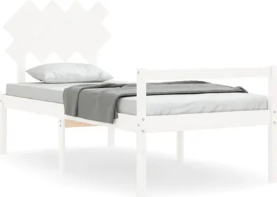 Produktbild von vidaXL Seniorenbett mit Kopfteil 90x200 cm Weiß Massivholz
