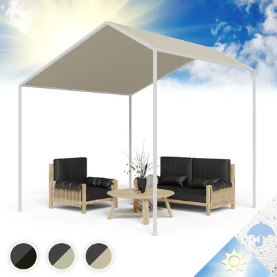Produktbild von Blumfeldt Pergola, Metall Pavillon mit Polyester Schrägdach, Sonnensegel mit Gestell, Überdachung Freistehend, Sonnenschutz für Garten und Terrasse, Gazebo Wasserdicht und Stabil, Aluminium-Rahmen