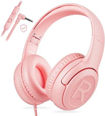 Produktbild von Kopfhörer Kinder, Kabel Kinderkopfhörer mit Mikrofon, Over Ear kopfhörer Kinder 85/94dB Lautstärkenbegrenzer, Stereo Sound, Faltbare, Einstellbar