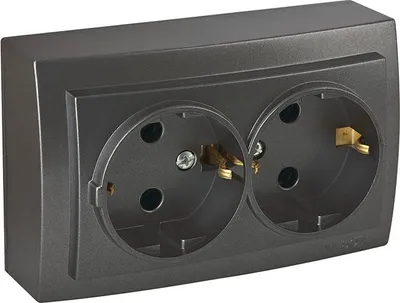 Produktbild von Doppelsteckdose Anthrazit Metall Optik – Aufputz IP20 für Innen – THEMIS