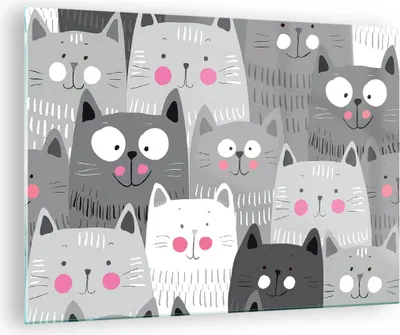 Produktbild von Bilder auf glas - Kittys Tiere Illustration - 70x50cm - Glasbilder - Wandbilder - Kunstdruck - zum Aufhängen bereit - Wanddekoration aus Glas - Glas Bilder - Wandbild auf Glas - GAA70x50-2890