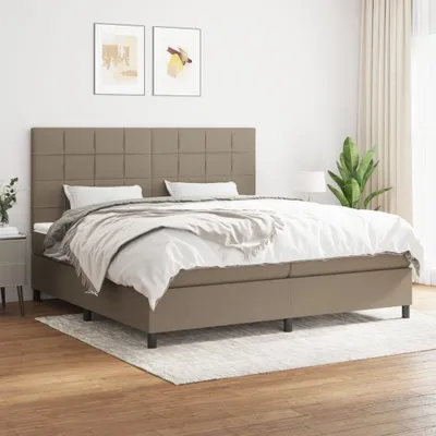 Produktbild von CLORIS Boxspringbett Polsterbett mit Matratze Taupe 200x200 cm Stoff, 92,08 kg