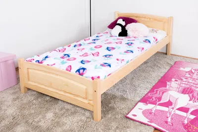 Produktbild von Bettrahmen für Kinder / Kinderbett 100 x 200 cm | Massivholz: Kiefer | Natur Lackiert