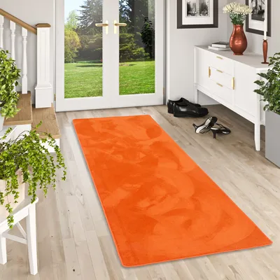 Produktbild von Hochflor Super Soft Teppich Läufer Deluxe Orange, Größe:80x400 cm