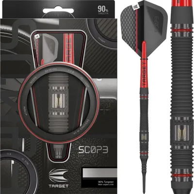 Produktbild von Target Darts Scope Soft Tip Dartpfeile 21G Barrel 11, 90% Wolfram, Schwarz-Rot