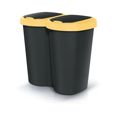 Image de Poubelle Compacta B Duo jaune/noir capacité 40 l un compartiment deux couvercles montage mural NDBS40-1215C_S411