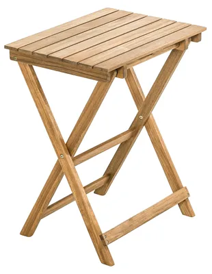 A wooden folding table on a white background.