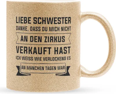 Produktbild von 22Feels Glitzertasse Gold Grosse Schwester Geschenk Geburtstag Weihnachten Geschwister Mädchen Frauen Teenager Schwesterherz Geschenkidee Bürotasse