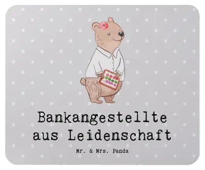 Produktbild von Mr. & Mrs. Panda Mauspad Bankangestellte Leidenschaft - Grau Pastell - Geschenk, laptop, Witzig, Mousepad, Mouse Pad, Beruf, Spruch, computer, Lustig
