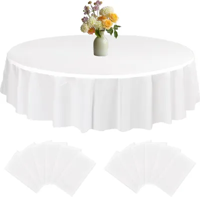 Produktbild von CAIJ Runde Tischdecke 213 cm 10er Set Weiße Tischdecken für Hochzeit und Party