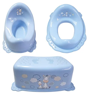 Imagen del producto de Conjunto de orinal para bebés de COSTWAY, apto para bebés a partir de 18 meses, que incluye un orinal, un taburete y un asiento de entrenamiento para el baño. El asiento de entrenamiento para el baño tiene respaldo y bordes