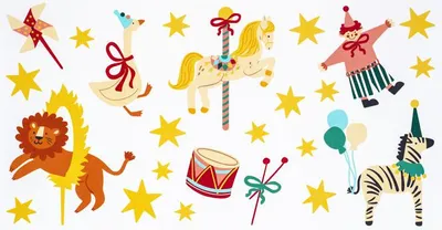 Produktbild von Temporäre Tattoos "Zirkus", Farbmix - Set mit 24 Motiven