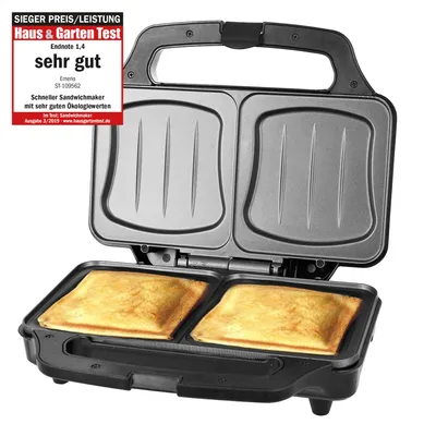 Productafbeelding van Emerio XXL Tosti-ijzer ST-109562.17 – Voor 2 Tosti’s – 900 W – RVS – Anti-slip – Zwart