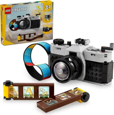 Produktbild von LEGO Creator 3in1 Retro Kamera Spielzeug, Videokamera, TV-Set, Schreibtischdeko für Kinder oder Zubehör für Schlafzimmer, Fotografie-Geschenke für Mädchen und Jungen ab 8 Jahren 31147