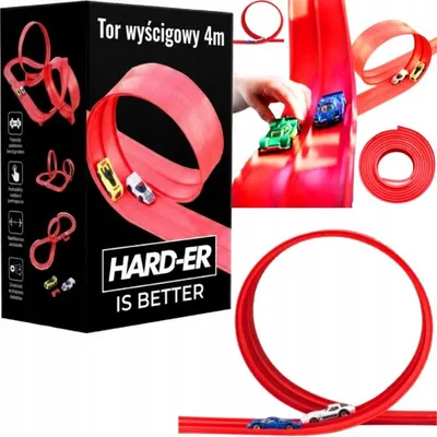 Image de Circuit de voitures 4 m pour petites voitures, piste rouge avec rampe, looping et ventouses, jouet à gravité 3+