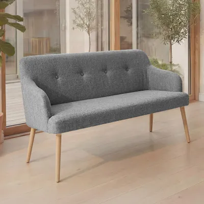 Produktbild von riess-ambiente Sitzbank SCANDINAVIA MEISTERSTÜCK 115cm grau natur Strukturstoff Massivholz mit Armlehne