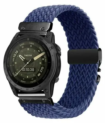 Produktbild von By Qubix Braided Nylonarmband mit Fallschirmverschluss - Blau - passend für Garmin Fenix 9 / 9 pro - 47 mm