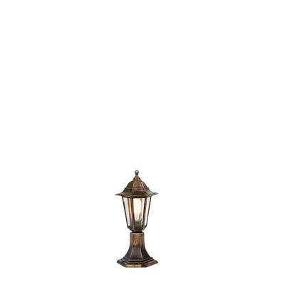 Produktbild von Qazqa Antik außen Sockelleuchte, Wegeleuchte, Sockellampe für den Garten - New Haven - Gold, max. 15W, Geeignet für LED, 42.2cm, IP44, R