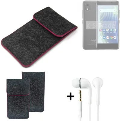 Produktbild von K-S-Trade Handy Hülle Schutz Hülle kompatibel mit Cubot J20 Schutzhülle Handyhülle Filztasche Pouch Tasche Case Sleeve Filzhülle dunkelgrau rosa