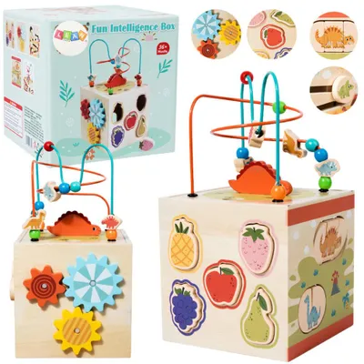 Produktbild von Leantoys Lernwürfel Sensoriksortierer 5 Ebenen aus Holz