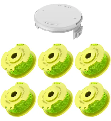 Image de Jeu de 7 pièces de bobines de fil pour coupe-bordures, diamètre 2 mm, longueur 3,3 mètres (6 bobines de rechange + 1 capuchon)