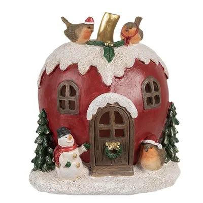 Produktbild von Clayre & Eef Dekoratives Haus mit LED Apfel 12x11x13 cm Rot Polyresin
