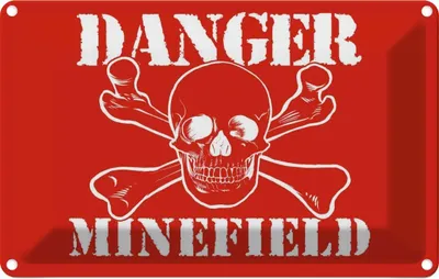 Image de vianmo Plaque en tôle 12x18 cm Danger Minefield Schädel