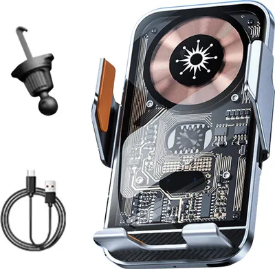 Produktbild von Auto Telefonhalter Drahtloser Ladegerät Infrarot-Sensor Aufladen Mount Stand Grau