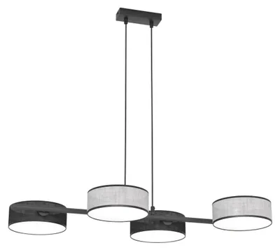Obrázok produktu pre Závesná lampa DRUMZ čierno-sivá 4xE14x15W, látka, rozmery: 120x80x46 cm, IP20, Emibig