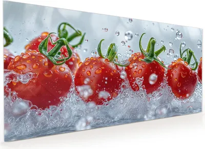 Produktbild von Küchenrückwand Spritzschutz Glas mit Motiv Wassertomaten 40 x 40 cm