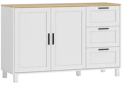 Immagine prodotto di Mobile Cucina Buffet 120x38x76 cm con 3 Cassetti e Armadietto 2 Ante Ammortizzate Bianco