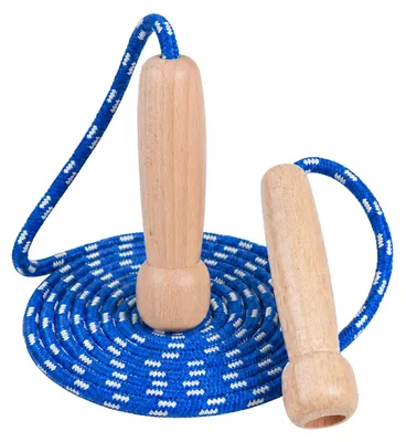 Imagen del producto de Cuerda de saltar para niños, ajustable a 260 cm, con mango de madera, ideal para deportes y juegos