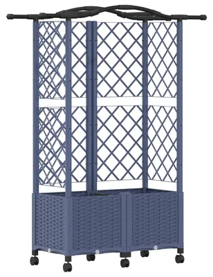 Immagine prodotto di vidaXL Fioriera rialzata con griglia per piante rampicanti e copertura, grigia, 122 x 40 x 144 cm, in PP