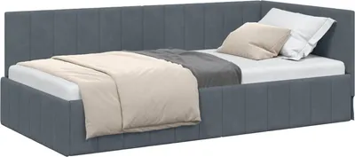 Image de vidaXL Sommier d'angle avec tête de lit gris foncé 100 cm x 200 cm velours