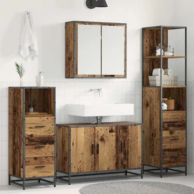 Image de Maison Exclusive - Ensemble de meubles de salle de bain, 4 pièces, bois de récupération, 90 x 33 x 60 cm