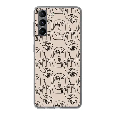 Produktbild von MuchoWow® Handyhülle Schutzhülle Hülle für Samsung Galaxy S21 Muster - Kopf - Strichzeichnung Silikon Softcase Handy Hülle - Softcase
