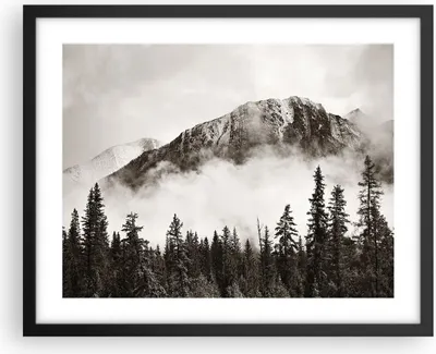 Produktbild von Gerahmtes Poster - Schwarzer Rahmen - Nebel Berg Wald - 50x40 cm - Wand Bild - Wanddeko - Wandbilder - Kunstposter - Wandposter - Bilderrahmen - Bilder - Kunstdruck - Wanddekoration - P2BAA50x40-4936