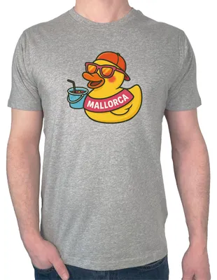 Produktbild von Huuraa Herren T-Shirt Quietscheente Malle Gummiente Mallorca M Sport Grey Bio Baumwolle Fairtrade Herrenshirt Geschenkidee