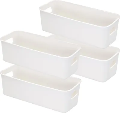 Immagine prodotto di Pratico set di 4 scatole portaoggetti bianche per la cucina e il bagno