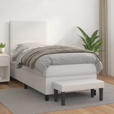 Produktbild von The Living Store Boxspringbett mit Matratze Weiß 90x190 cm Kunstleder