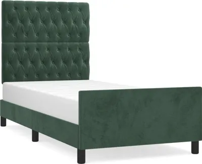 Produktbild von vidaXL Bettgestell ohne Matratze Dunkelgrün 90x200 cm Samt