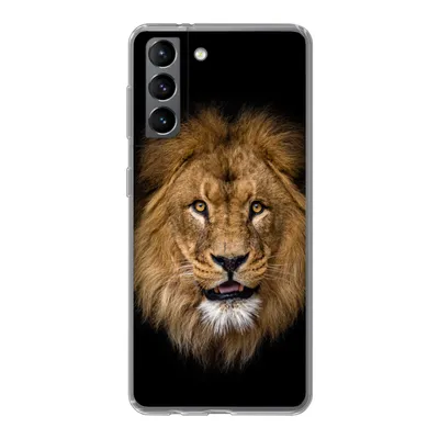 Produktbild von MuchoWow® Handyhülle Schutzhülle Hülle für Samsung Galaxy S21 Löwe - Porträt - Schwarz - Tiere Silikon Softcase Handy Hülle - Softcase