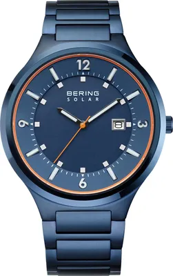 Obrázok produktu pre Pánske hodinky z nehrdzavejúcej ocele so solárnou funkciou a tmavomodrým ciferníkom, model Bering: 14442-979