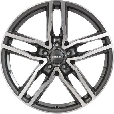 Productafbeelding van 16-inch aluminium velg, merk ALUTEC, model Ikenu, afmetingen 16"x6.5", steek 4x100, offset ET40, naafgat 63.30mm. Velgkleur: grafiet, gepolijst aan de voorkant